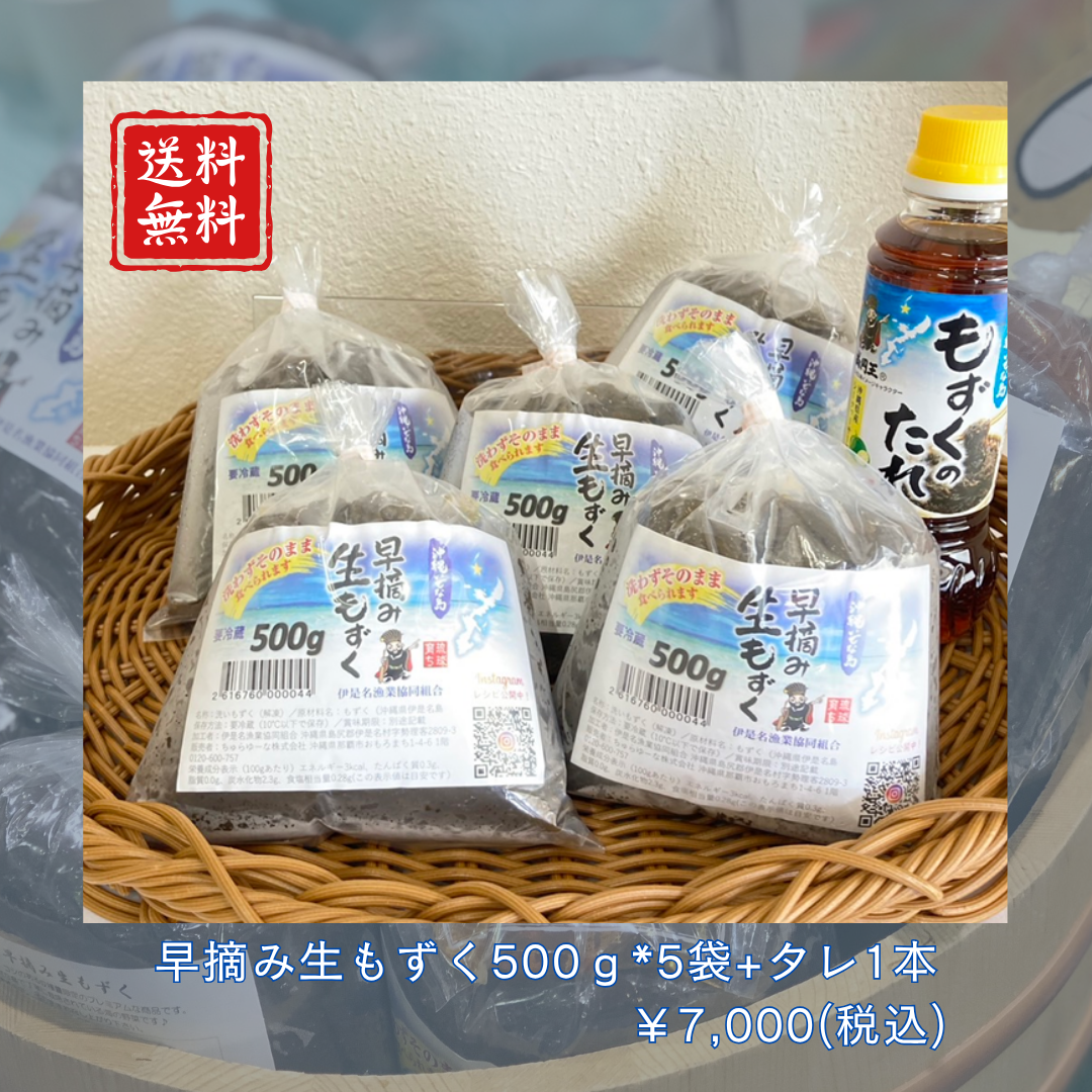 早摘み生もずく☆たれセット『500g×5袋&もずくのたれ1本』【送料無料】