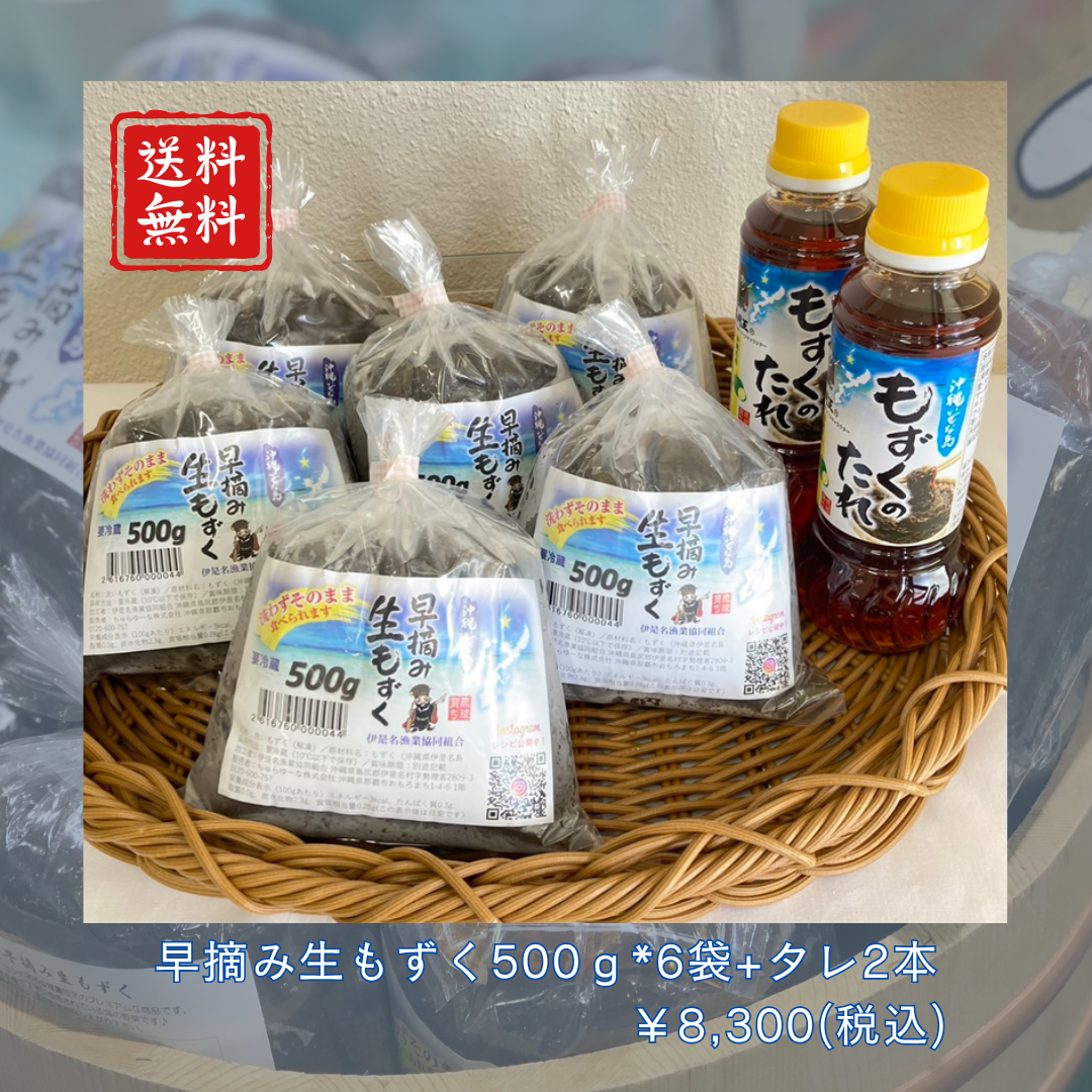 早摘み生もずく☆たれセット『500g×6袋&もずくのたれ2本』【送料無料】
